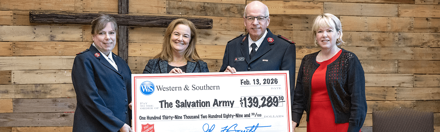 Western & Southern and Salvation Army leaders present Crib of the Nativity donation check supporting Greater Cincinnati families