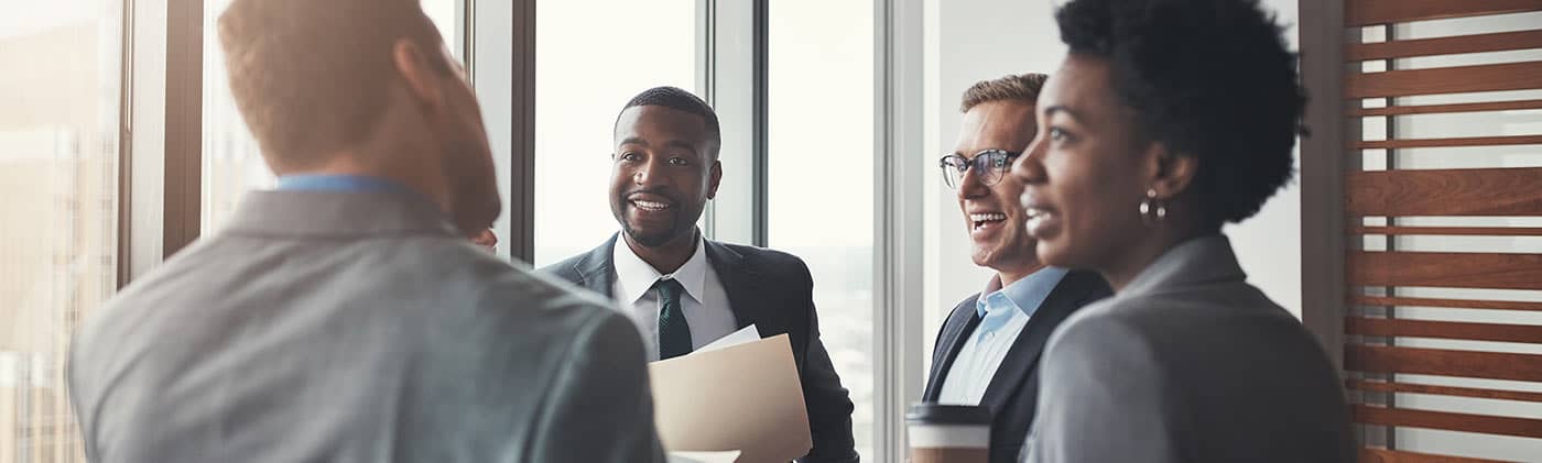 Group discussing financial results