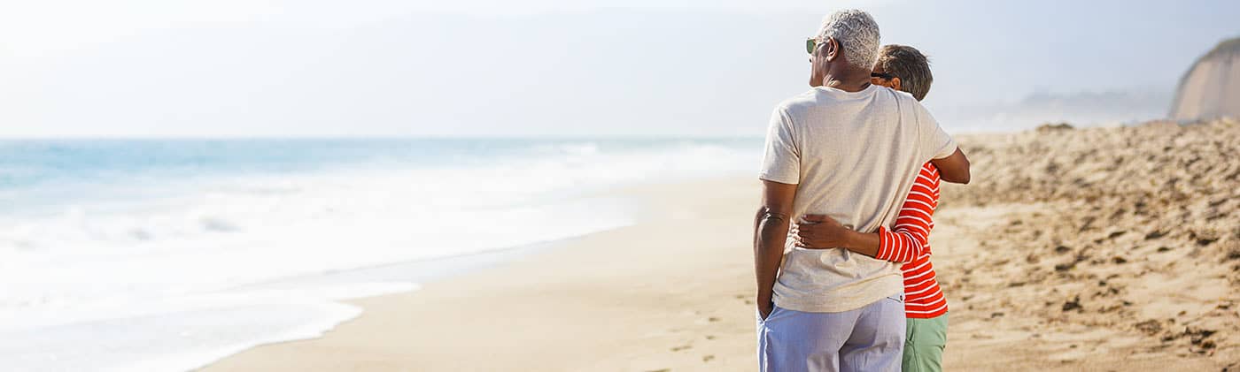 Middle-aged couple on beach