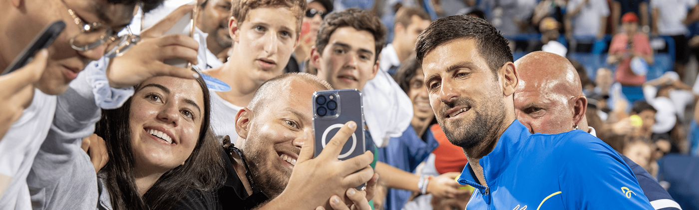 Novak Djokovic with fans