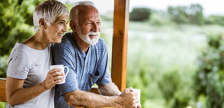 Senior couple drinking coffee