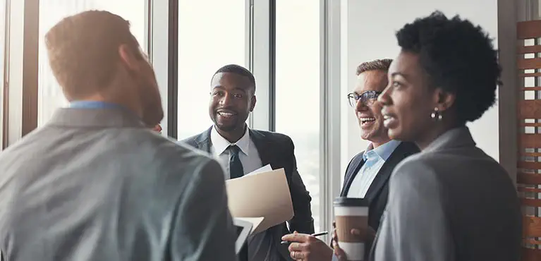 Group discussing financial results