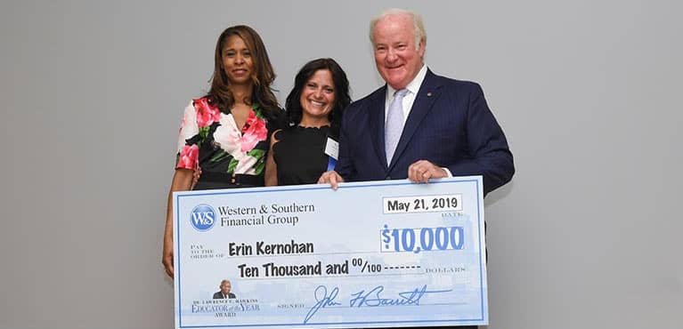 2019 Hawkins Educator of the Year with Laura Mitchell and John Barrett