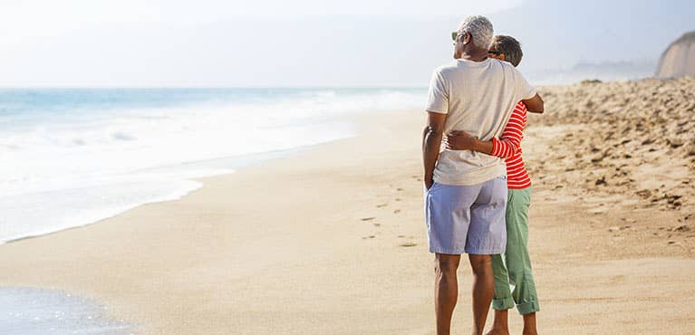 Middle-aged couple on beach