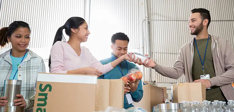 Volunteers at foodbank