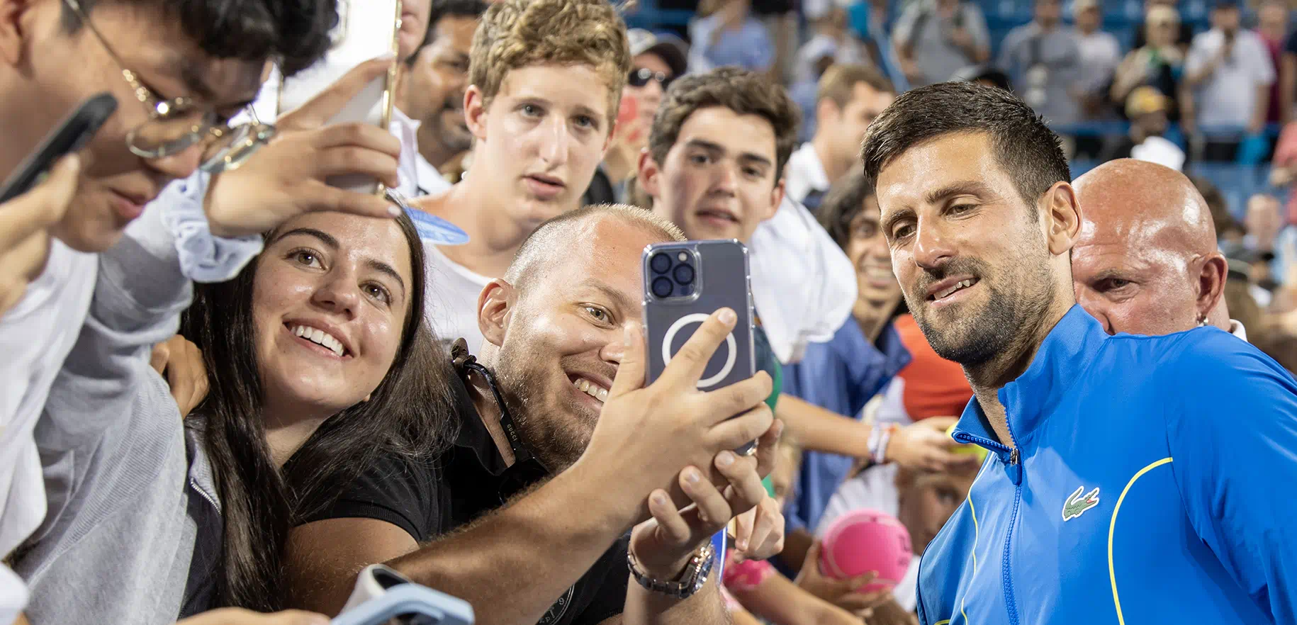 Novak Djokovic with fans