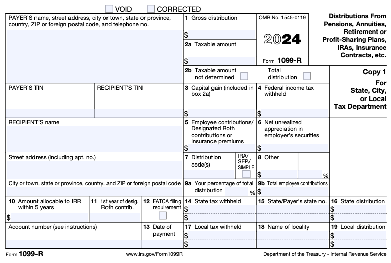 Sample of Form 1099-R document for illustrative purposes only