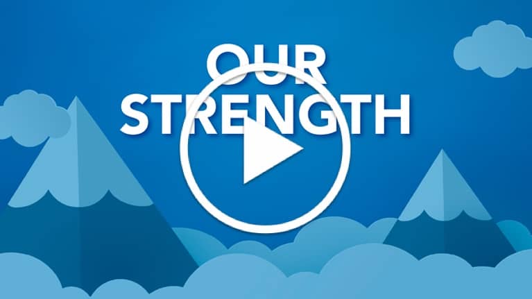 Our Strength video thumbnail with play button
