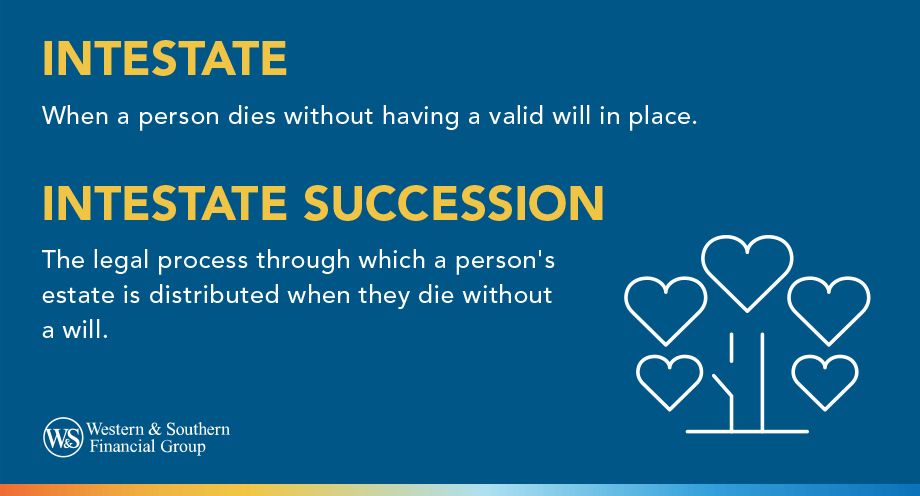 Intestate Definition - When a person dies without a valid will. Intestate Succession Definition - The legal process through which a person